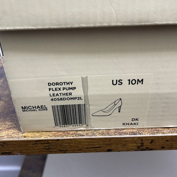 Michael Kors Dorothy Flex Pump Khaki Leather Heel Shoe - Picture 8 of 9